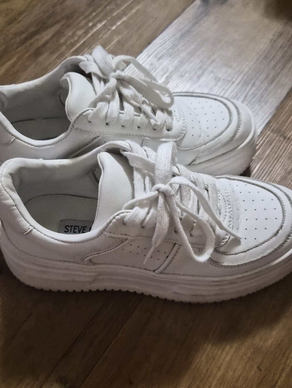 Steve Madden Payden White Platform Chunky Sneakers Leather Low Top Size 6